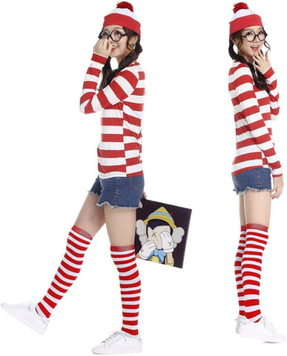 ハロウィン コスプレ ウォーリー 男女兼用 仮装 ウォーリーを探せ 大人用 子供用 コスプレ衣装 舞台演出服 コスチューム クリスマス 新年会 忘年会 コスプレイベント仮装 学園祭 文化祭