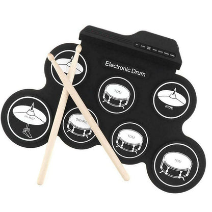 電子ドラムセット 7パッド ロールアップ練習パッド 5チューニング 8曲 USB&MP3入力