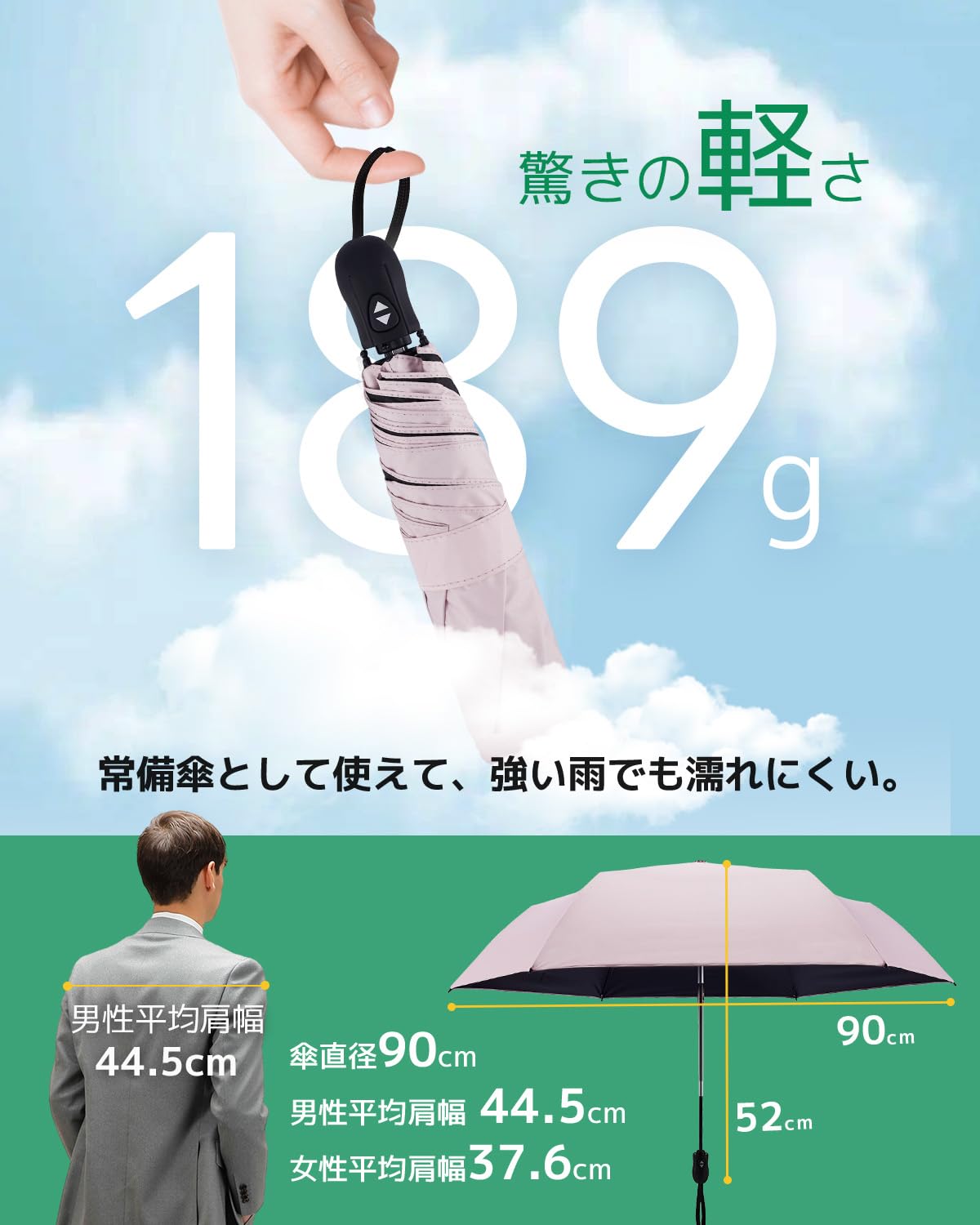 日傘 超軽量 189g-199g UVカット率 100% 完全遮光 遮熱 ワンタッチ自動開閉 折りたたみ傘 コンパクト 折り畳み日傘 紫外線遮断 耐風撥水 晴雨兼用 携帯便利 メンズ レディース 母の日 父の日