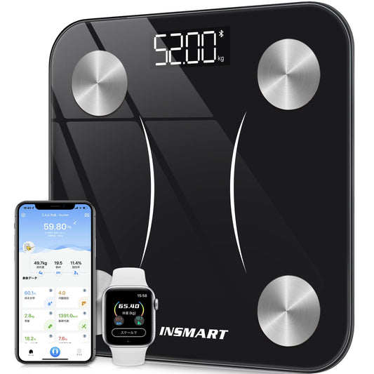 INSMART 体脂肪計・体組成計 16項目測定可能 体重計 スマホ連動 ヘルスメーター 人気 体重計 Bluetooth対応 260H(日本語対応APP＆取扱説明書)(ブラック)