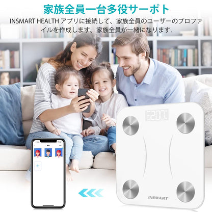 APP体重計スマホ連動 INSMART 高精度体脂肪計・体組成計 16項目測定可能 スマホ連動 ヘルスメーター 人気Bluetooth対応（ホワイト）
