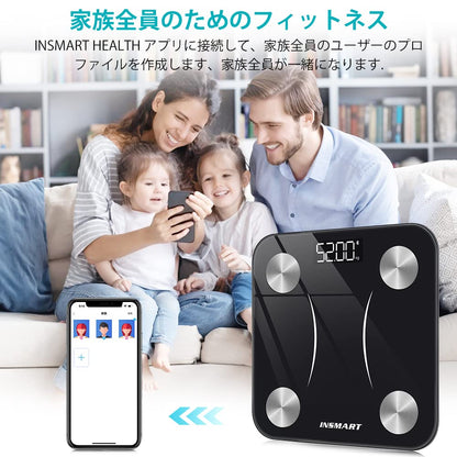 INSMART 体脂肪計・体組成計 16項目測定可能 体重計 スマホ連動 ヘルスメーター 人気 体重計 Bluetooth対応 260H(日本語対応APP＆取扱説明書)(ブラック)