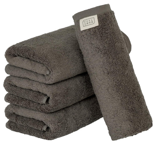 タオル研究所 [ボリュームリッチ] #003 フェイスタオル チャコールグレー 5枚セット ホテル仕様 ふかふか 高速吸水 綿100% 耐久性 毛羽落ち少ない